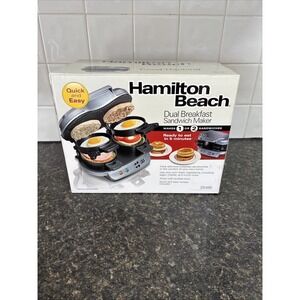 Hamilton Beach 25490 Dual Breakfast Sanwhich Maker Quick Meals New In Box